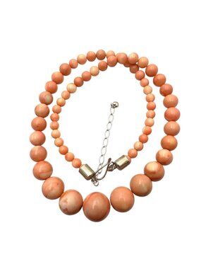 Jay King Necklace Mine Finds Coral Bead Sterling Silver Necklace 24 - 26"